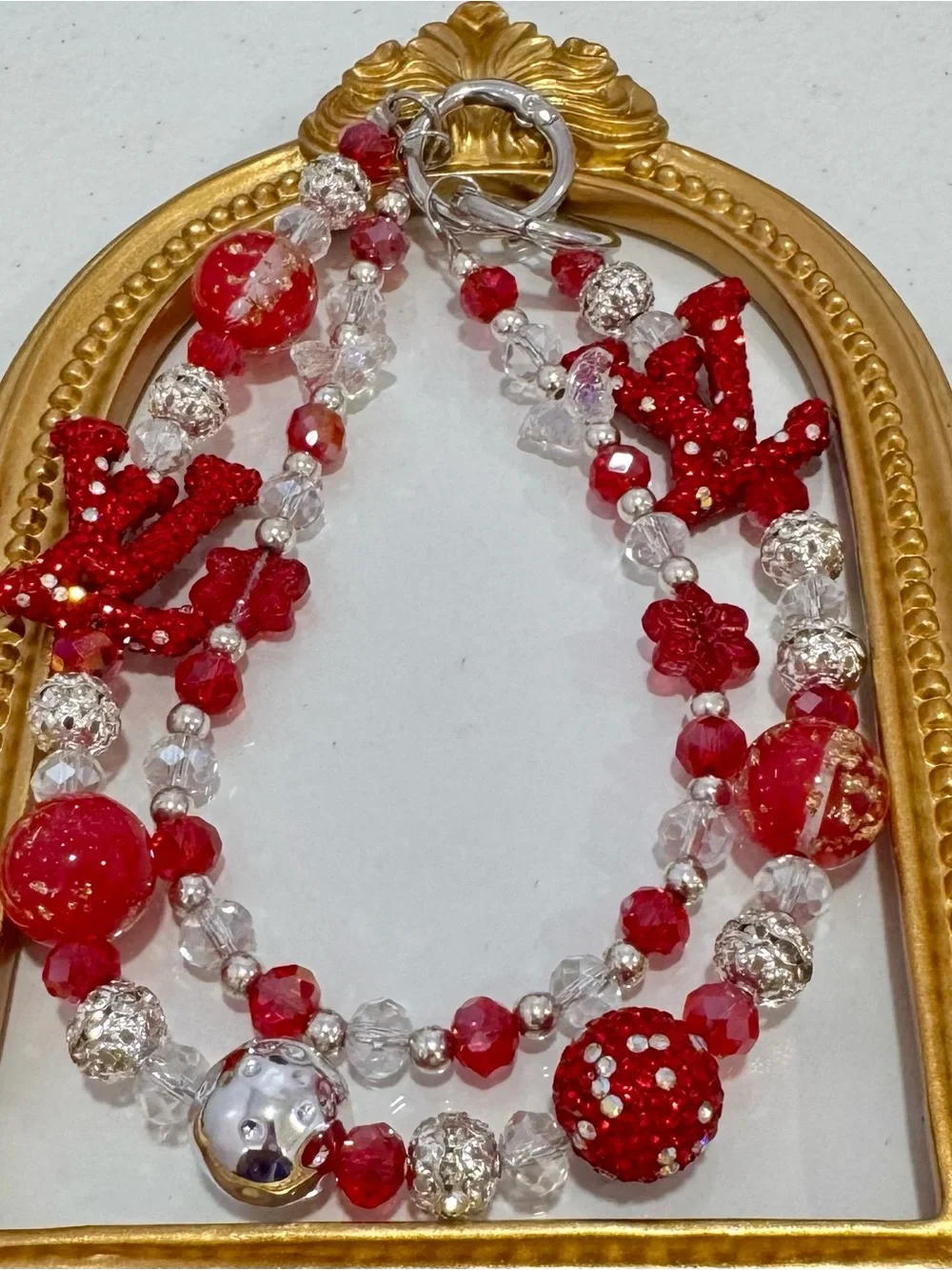 New Red Beaded Phone Chain
